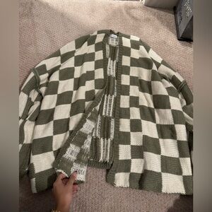Talulah cream and green checkered cardigan